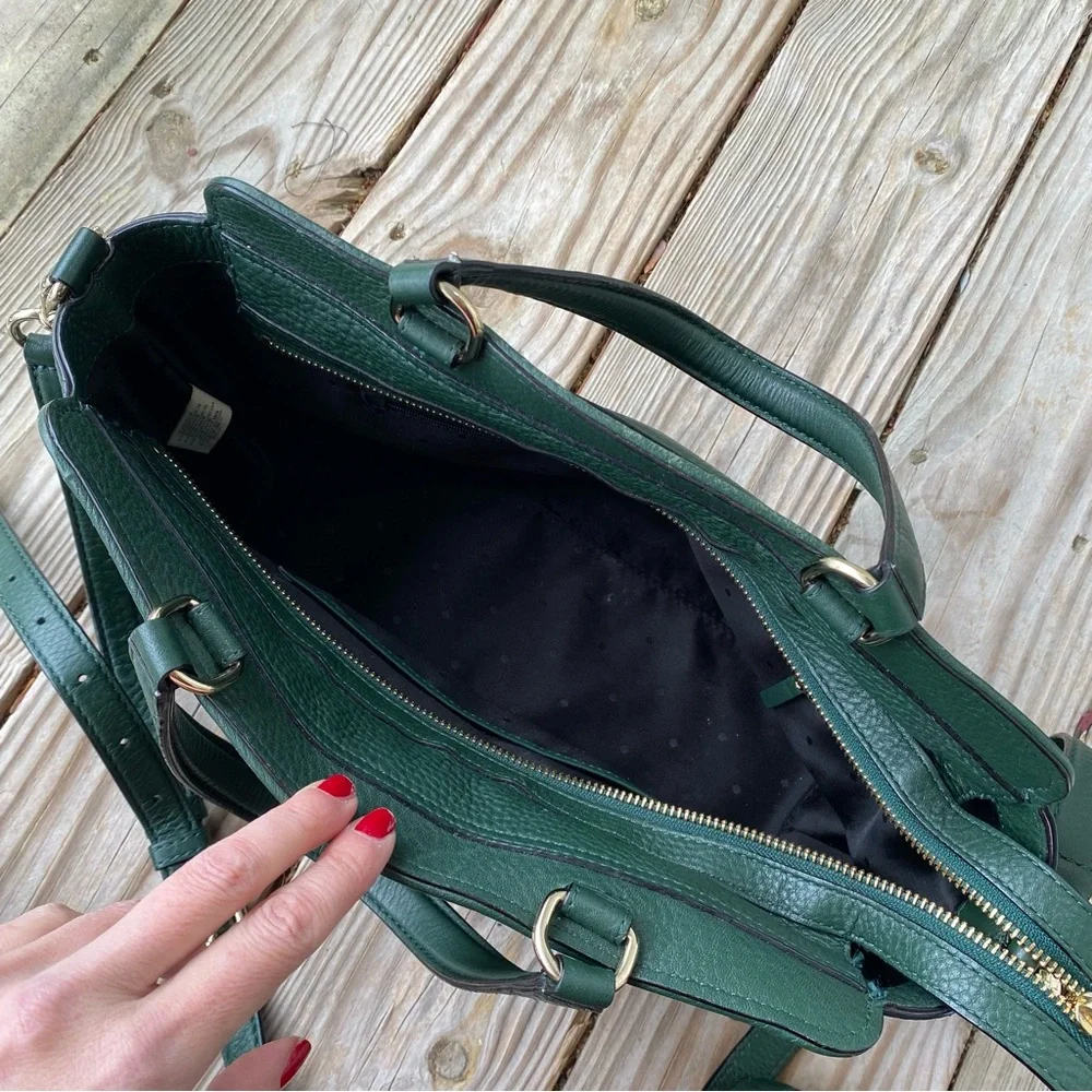KATE SPADE New York Chatham Lane Harlan Satchel Bag Forest Leaf Green Suede